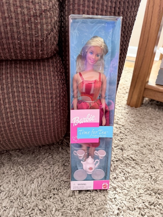 Barbie Other - Barbie Doll in Pink and Red Tea Dress Vintage